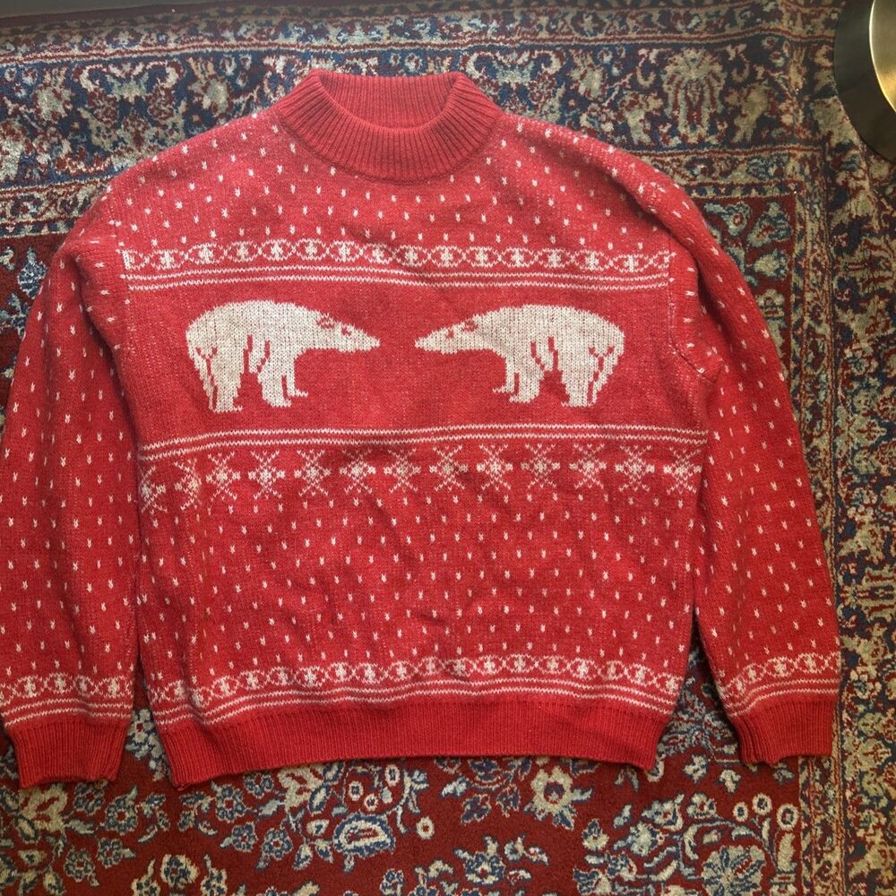 Vintage United Colors Of Benetton Chunky Shetland Wool Fair Isle Jumper Italy L